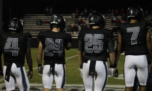 (From left to right: Caleb Collins, Jett Calvert, Cade Germany, Kayden People’s)
The captains of both teams face each other as they walk out for coin toss.