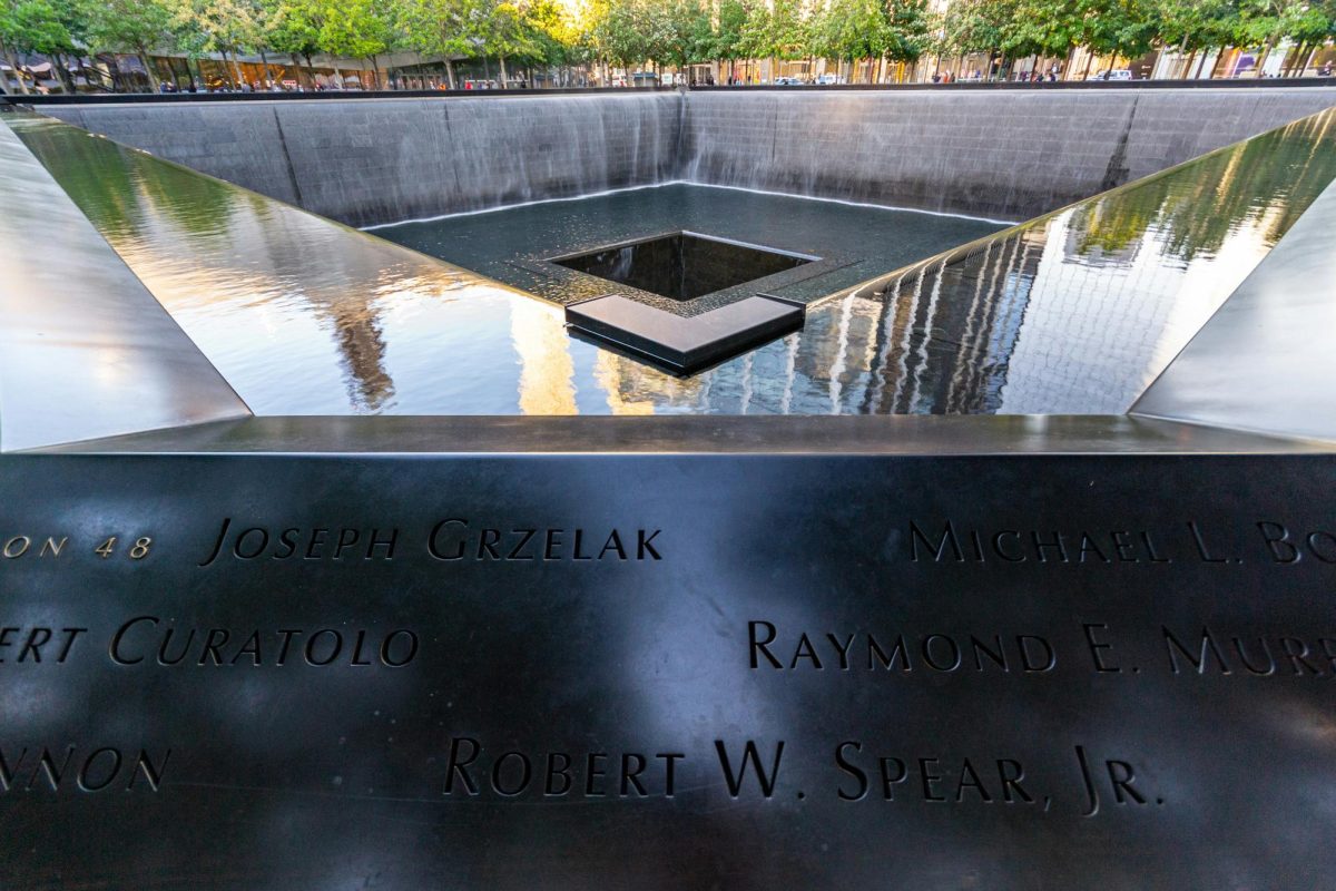 The 9/11 Memorial where the World Trade Center used to be. 